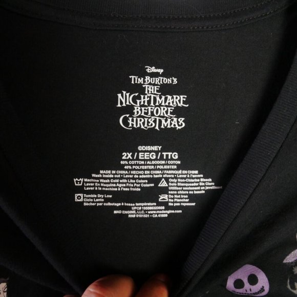 Disney Mens Size 2X Black Shirt The Nightmare Before Christmas Tim Burton - Picture 5 of 12